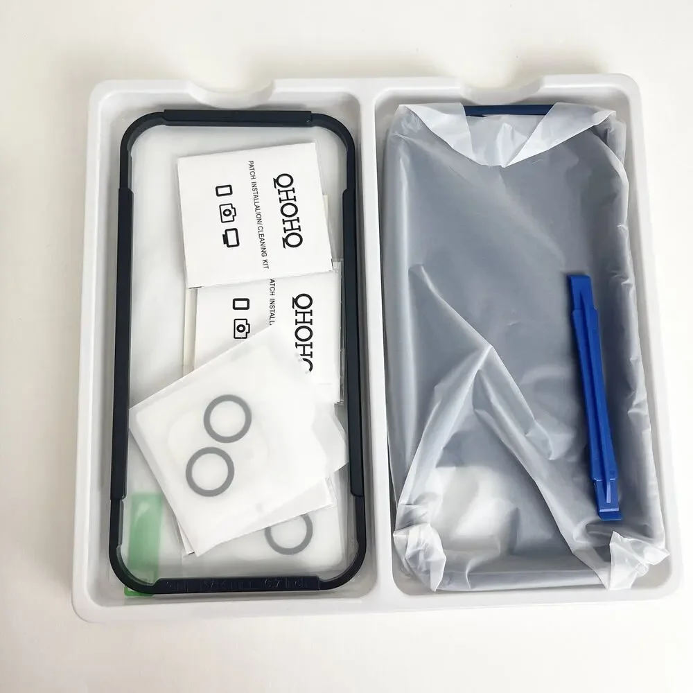 QHOHQ 5 in 1 for iPhone14 Plus Max case +2X Screen & Lense Protectors, Navy Blue